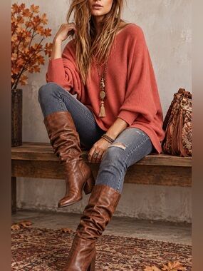 Kerisma Off-Shoulder Coral Oversized Knit Sweater. EXACTLY AS PICTURED ❤️ NWOT